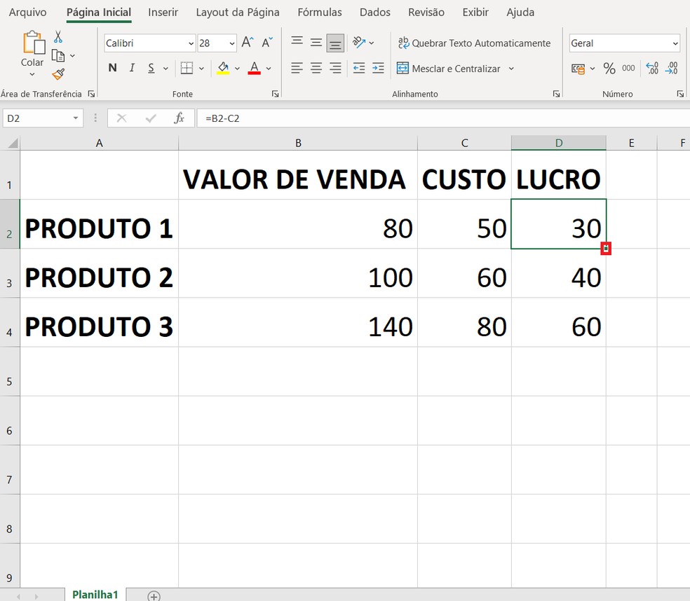 Subtraindo Valores de Outra Planilha - inspiração 1