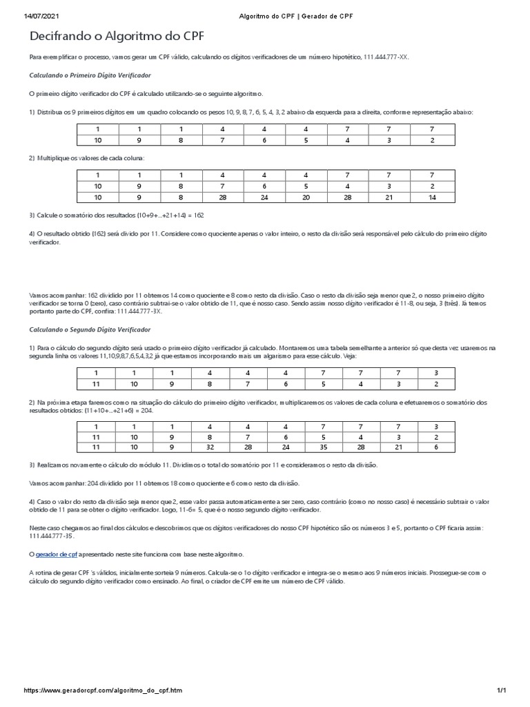 algoritmo cpf