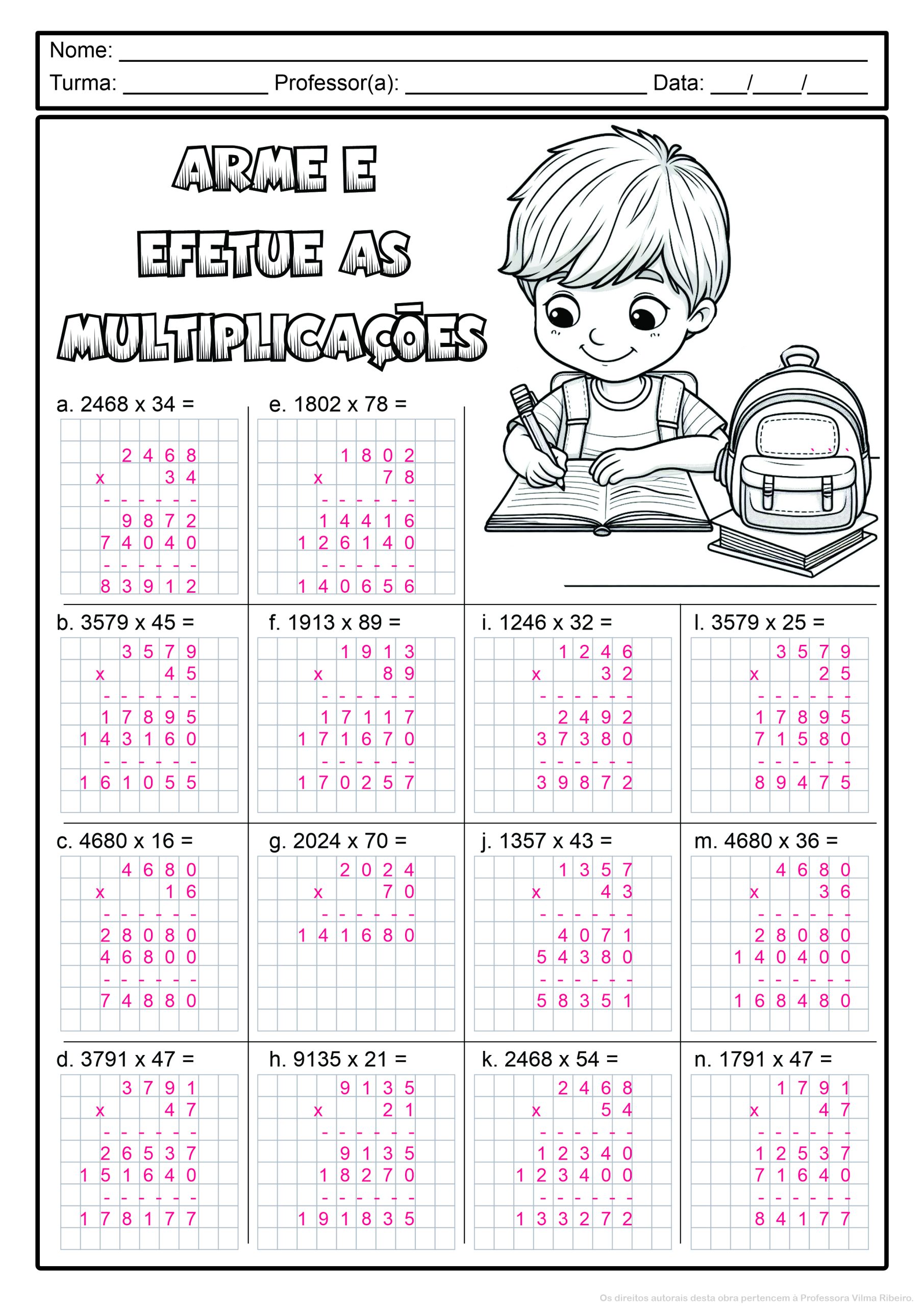 algoritmo da multiplicação 6 ano