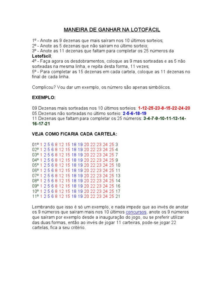 5 ideias de títulos:
1. Desvendando o Algoritmo da Lotofácil: Da Lógica à IA
2. Otimizando suas Apostas: Como Algoritmos Podem Ajudar na Lotofácil
3. Lotofácil e Inteligência Artificial: Uma Combinação para Análise de Dados
4. Filtros Estatísticos Essenciais para Jogos da Lotofácil
5. Criando seu Próprio Gerador de Jogos da Lotofácil com Algoritmos Simples