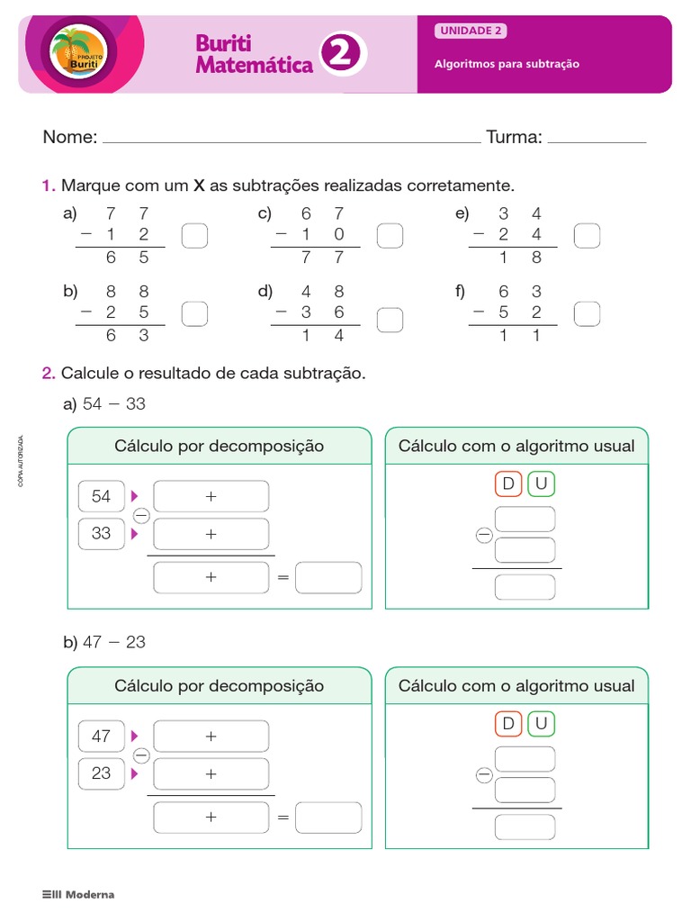 Erros comuns na subtração manual