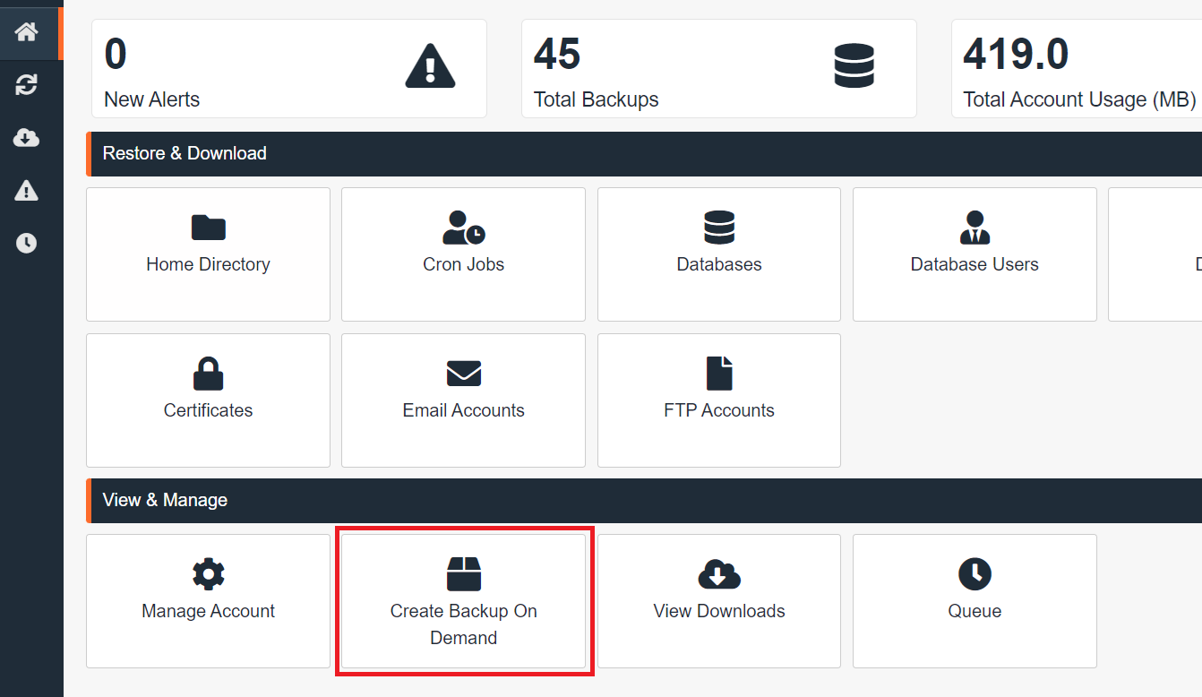 erro ao restaurar backup jetbackup