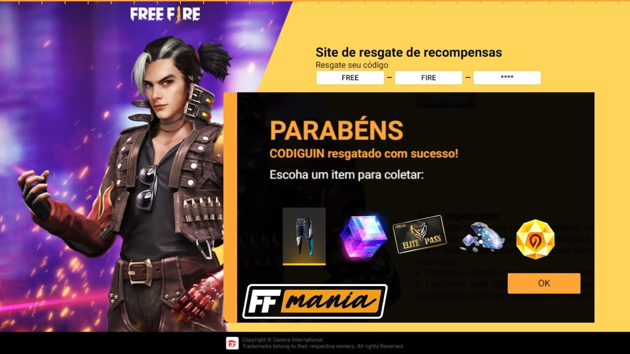 códigos free fire hoje
