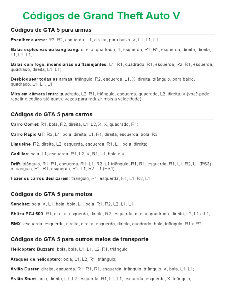 Como ativar códigos de GTA 5 em todas as plataformas