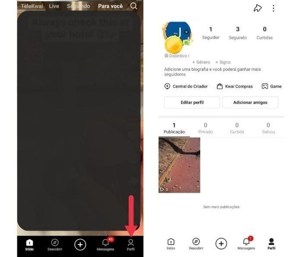 como apagar vídeos do kwai