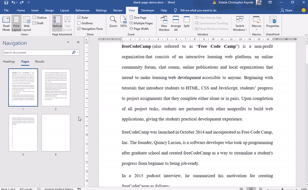 como excluir pagina no word