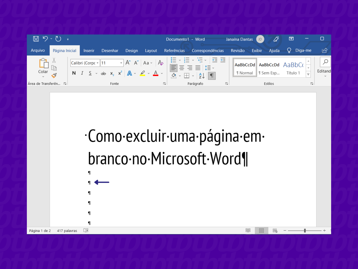 como excluir pagina no word