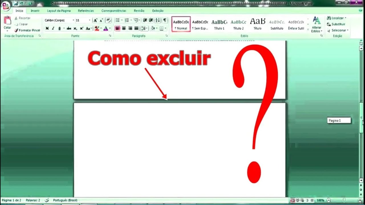 como excluir pagina no word