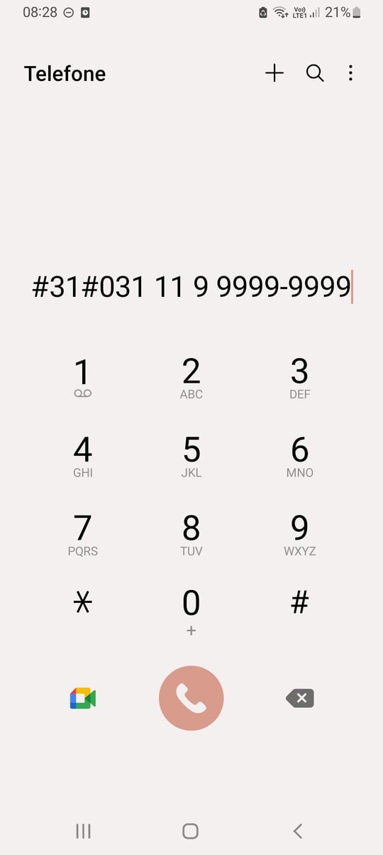 erros ao tentar ligar com número privado