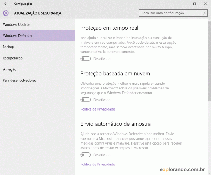 desativar windows defender