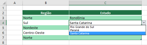 Como criar uma lista suspensa dependente no Excel
