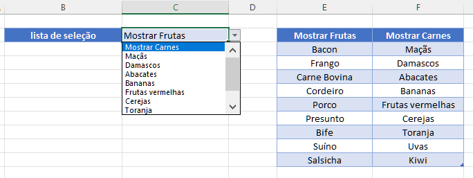 Automatizando listas suspensas com tabelas no Excel