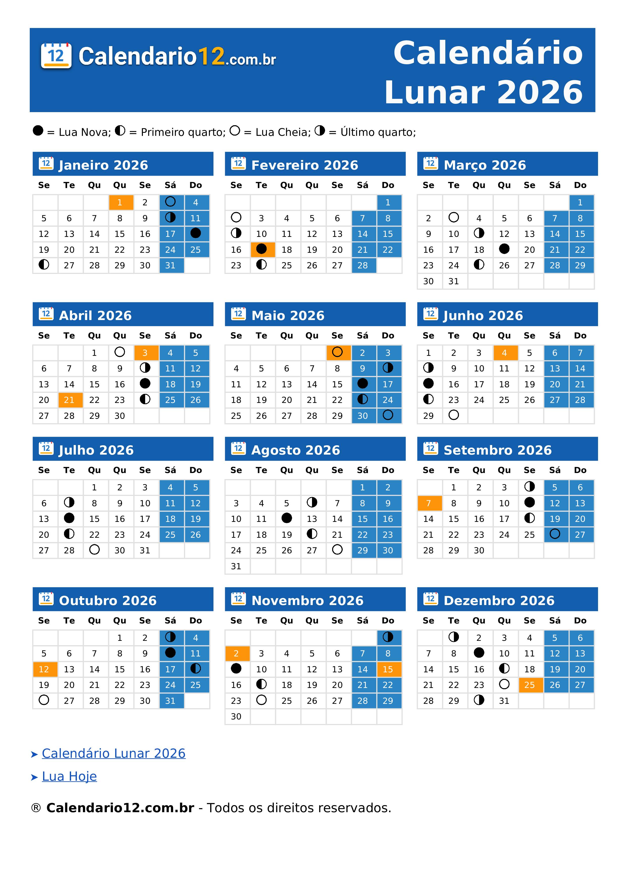 fases da lua agosto 2026