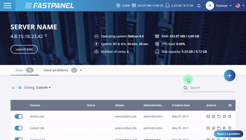 VPS com FASTPANEL