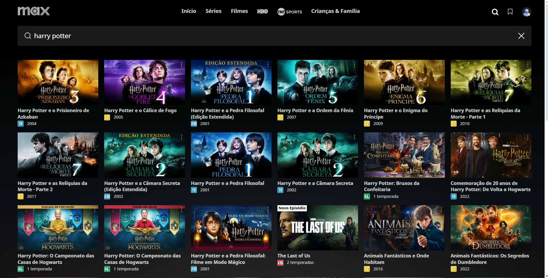 filmes do harry potter em ordem