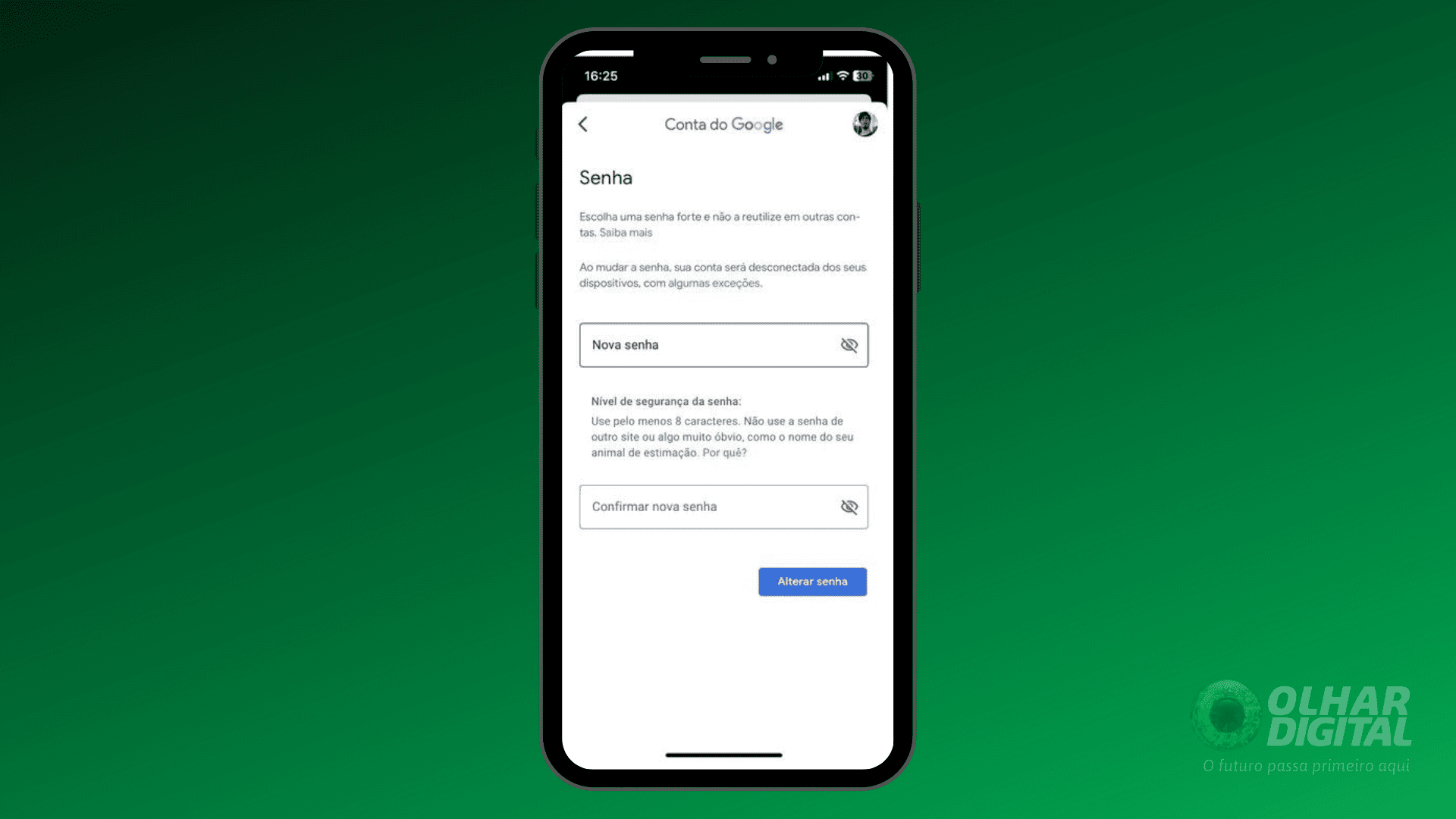 gmail como mudar a senha