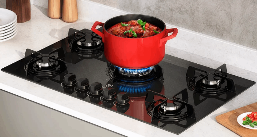 Cooktop 5 bocas com mesa de vidro temperado