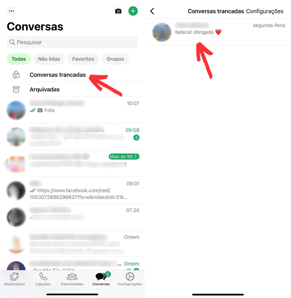 onde ficam as conversas trancadas do whatsapp