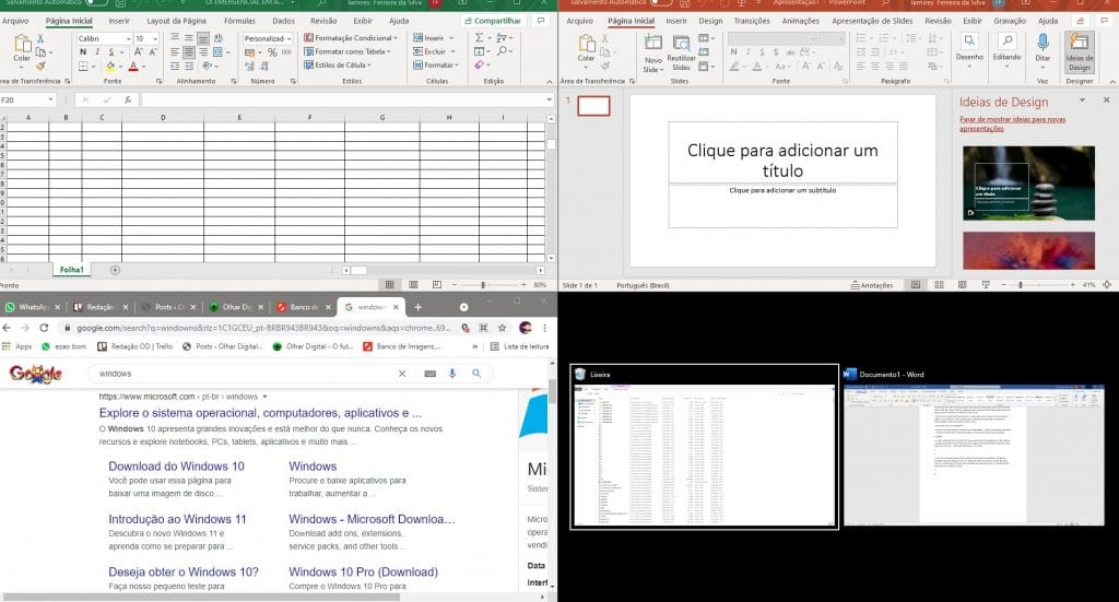 PC com tela dividida