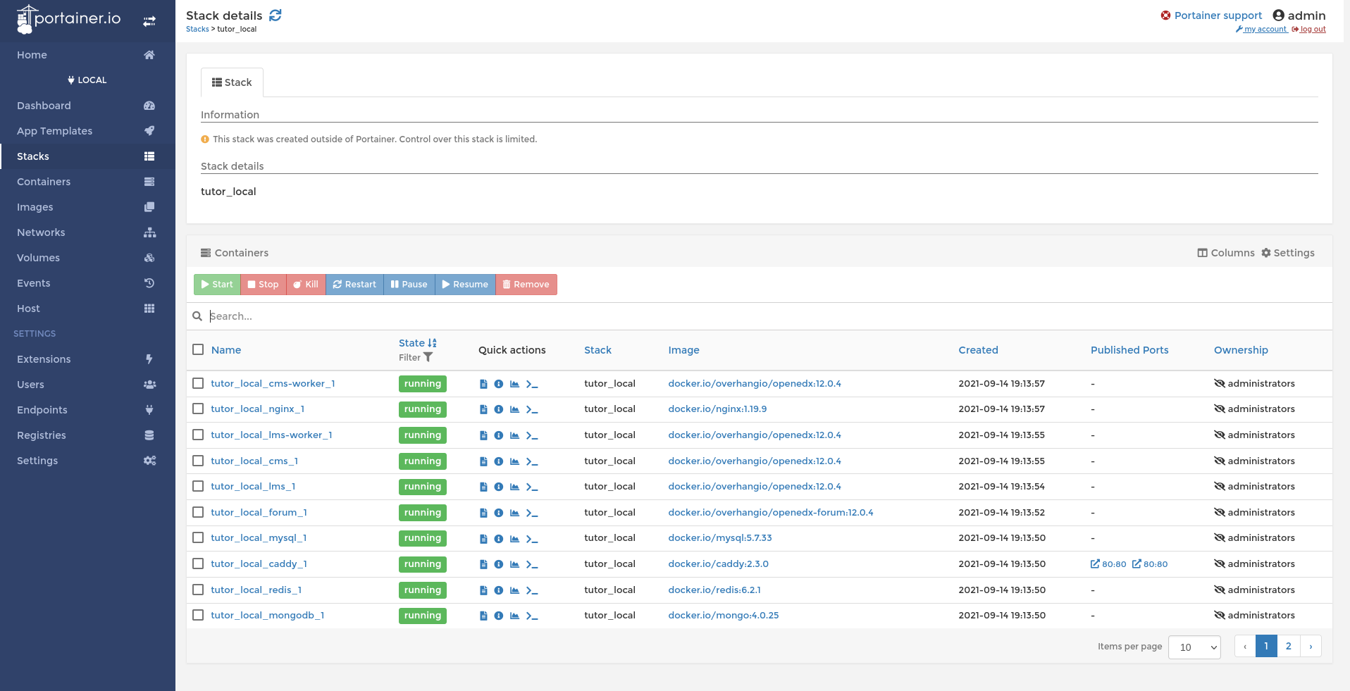 Implantação de aplicações complexas com Portainer Stacks