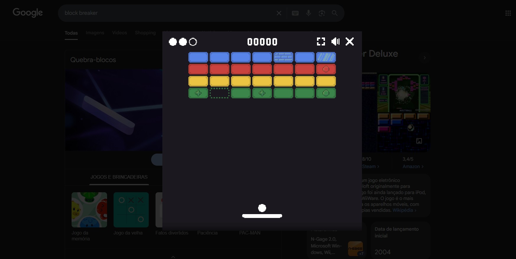 como jogar block breaker no google