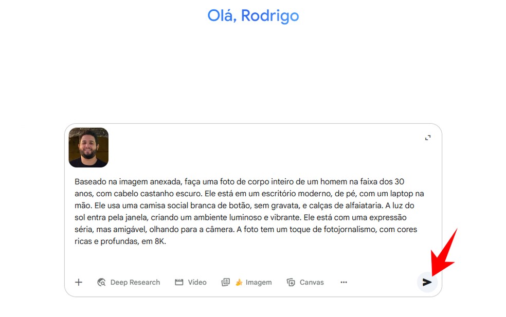 texto para gemini fazer foto profissional